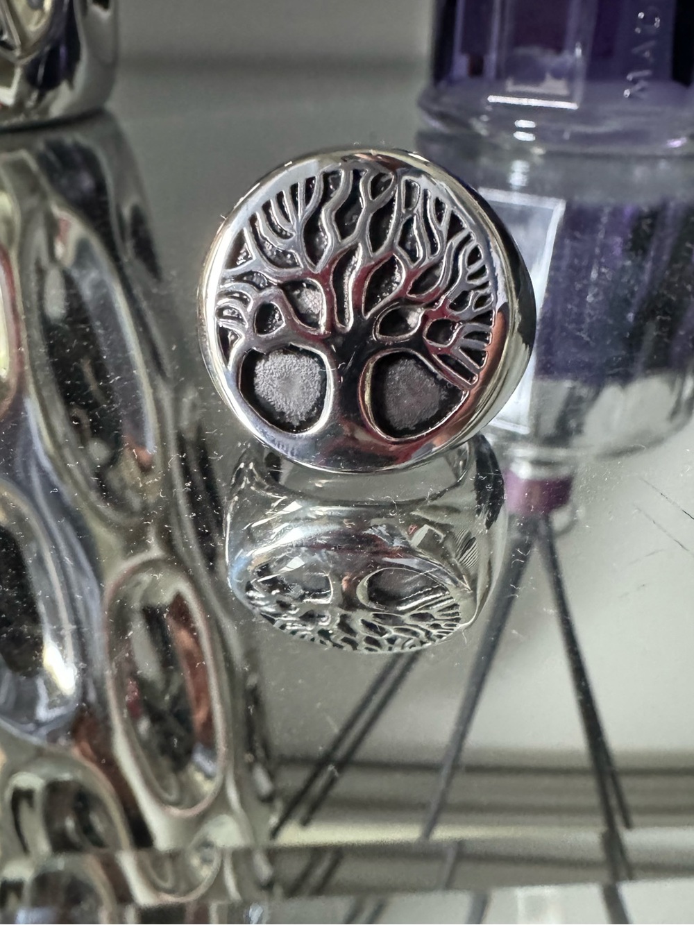Tree of Life Ring in polished 316L stainless steel size 12 - Picture 8 of 8